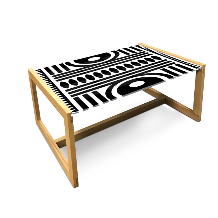 East Urban Home Tribal Coffee Table, Prehistoric Inspired Minimalist Contemporary Abstract Ovals